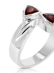 0.80 Cttw Garnet Ring .925 Sterling Silver With Rhodium Plating Triangle Shape - Silver