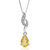 0.80 Cttw Pendant Necklace, Citrine Pear Shape Pendant Necklace For Women In .925 Sterling Silver With Rhodium, 18" Chain, Prong Setting - Silver