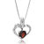 0.90 cttw Pendant Necklace, Garnet Heart Pendant Necklace For Women In .925 Sterling Silver With Rhodium, 18" Chain, Prong Setting - Silver