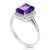 0.90 Cttw Purple Amethyst Ring .925 Sterling Silver With Rhodium Emerald 8 x 6 mm