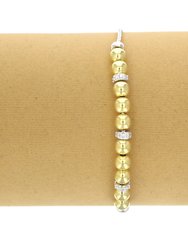 1/10 cttw Diamond Bolo Bracelet Yellow Gold Plated Over Silver Beads Style