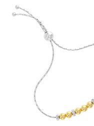 1/10 cttw Diamond Bolo Bracelet Yellow Gold Plated Over Silver Beads Style - Yellow Gold