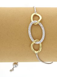 1/10 cttw Diamond Bolo Bracelet Yellow Gold Plated Over Sterling Silver Circles