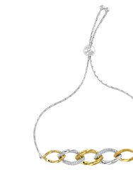 1/10 cttw Diamond Bolo Bracelet Yellow Gold Plated Over Sterling Silver Links