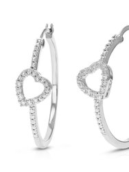 1/10 Cttw Diamond Hoop Earrings For Women, Round Lab Grown Diamond Earrings In .925 Sterling Silver, Prong Setting, Width 1/4", Height 1" - Silver