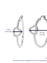 1/10 Cttw Diamond Hoop Earrings For Women, Round Lab Grown Diamond Earrings In .925 Sterling Silver, Prong Setting, Width 1/4", Height 1"