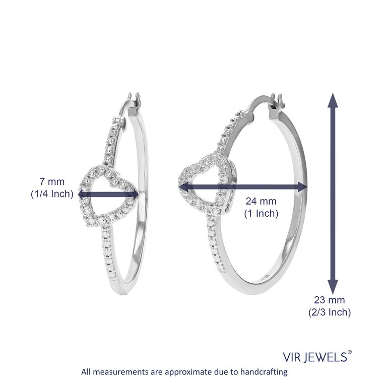 1/10 Cttw Diamond Hoop Earrings For Women, Round Lab Grown Diamond Earrings In .925 Sterling Silver, Prong Setting, Width 1/4", Height 1"