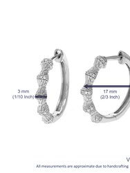 1/10 Cttw Diamond Hoop Earrings For Women, Round Lab Grown Diamond Earrings In .925 Sterling Silver, Prong Setting, Width 3 MM, Height 17 MM