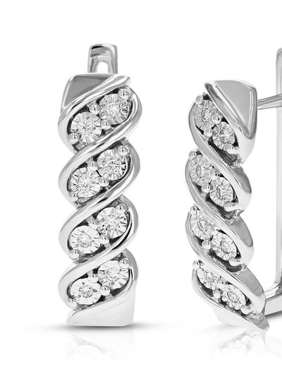 Vir Jewels 1/10 Cttw Diamond Hoop Earrings For Women, Round Lab Grown Diamond Earrings In .925 Sterling Silver, Prong Setting, Width 4MM, Height 19MM product