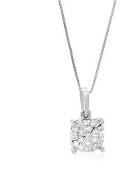 1/10 Cttw Diamond Pendant Necklace For Women, Lab Grown Diamond Pendant Necklace In .925 Sterling Silver With Chain - Silver