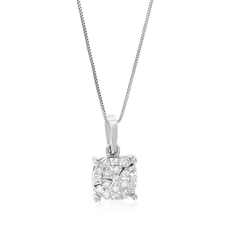 1/10 Cttw Diamond Pendant Necklace For Women, Lab Grown Diamond Pendant Necklace In .925 Sterling Silver With Chain - Silver