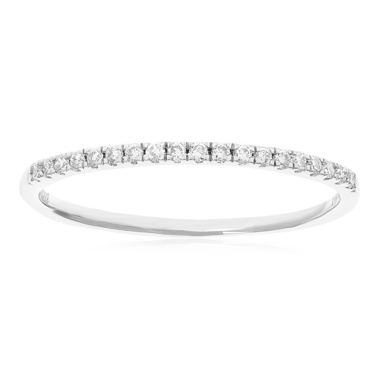 1/10 Cttw Diamond Wedding Band For Women, Round Lab Grown Diamond Wedding Band In .925 Sterling Silver, Prong Setting, Width 1/20" - Silver