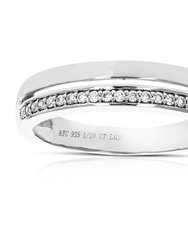 1/10 cttw Round Lab Grown Diamond Wedding Band 925 Sterling Silver Prong Set - Silver