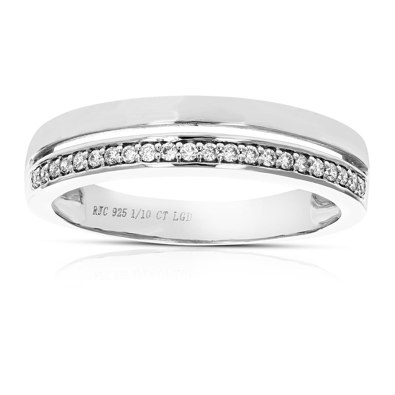 1/10 cttw Round Lab Grown Diamond Wedding Band 925 Sterling Silver Prong Set - Silver