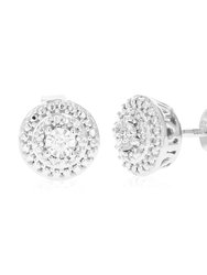 1/10 cttw Stud Earrings for Women, Round Lab Grown Diamond Stud Earrings in .925 Sterling Silver, Prong Setting: 1.3" H x 1.3" W: Diamonds: 20 - Silver