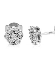 1/10 cttw Stud Earrings For Women, Round Lab Grown Diamond Stud Earrings In .925 Sterling Silver, Prong Setting: Diamonds: 14: 1/4" H x 1/4" W - Silver