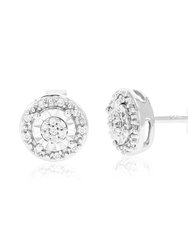 1/10 cttw Stud Earrings For Women, Round Lab Grown Diamond Stud Earrings In .925 Sterling Silver, Prong Setting: Diamonds: 46 - Silver