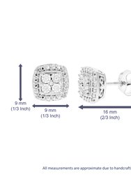 1/12 cttw Stud Earrings For Women, Round Lab Grown Diamond Stud Earrings In .925 Sterling Silver, Prong Setting: 1/3" H x 1/3" W: Diamonds: 18