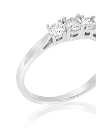 1/2 cttw Certified 3 Stone Diamond Engagement Ring 14K White Gold SI2-I1 - Silver