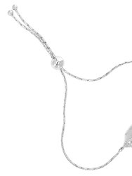 1/20 cttw Diamond Bolo Bracelet .925 Sterling Silver Leaf Adjustable Length - Silver