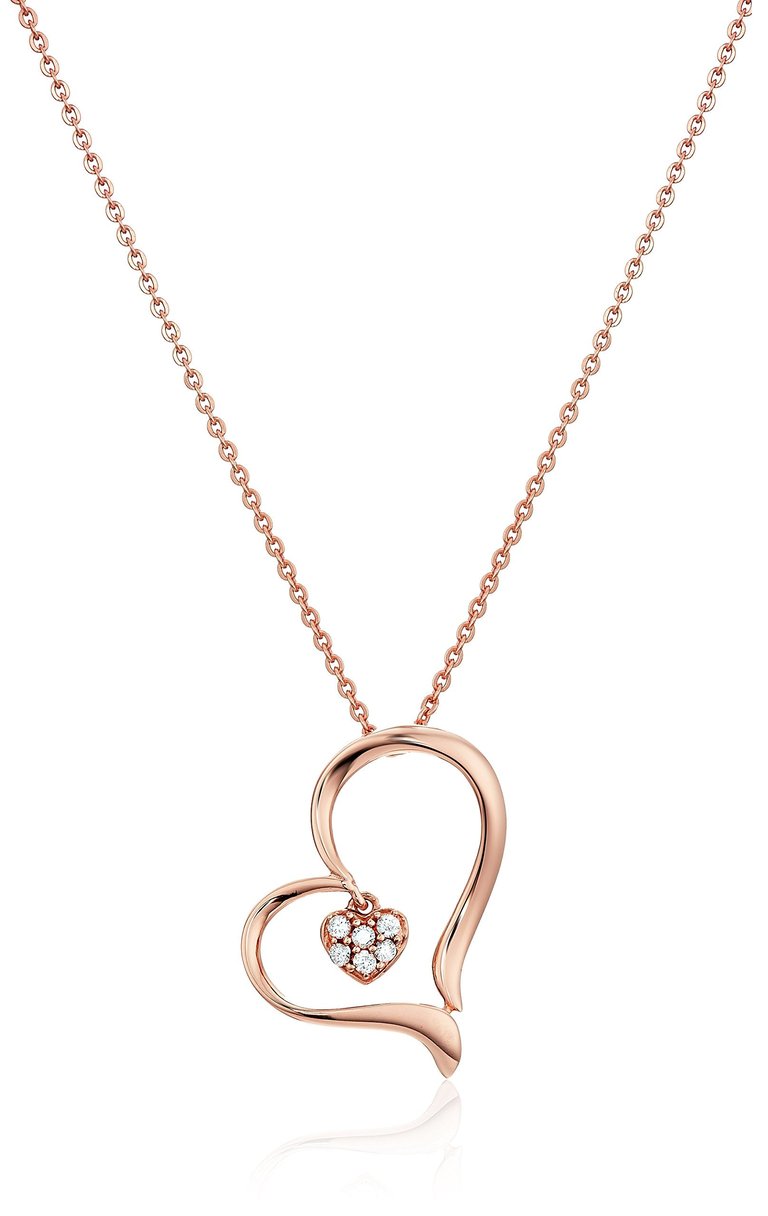 1/20 Cttw Diamond Heart Pendant Necklace 14K Rose Gold With 18" Chain - 14k Rose Gold