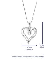 1/20 Cttw Diamond Pendant Necklace For Women, Lab Grown Diamond Heart Pendant Necklace - Height: 1", Width: 1/5"
