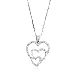 1/20 Cttw Diamond Pendant Necklace For Women, Lab Grown Diamond Heart Pendant Necklace - Length: 22 MM, Width: 18 MM - Silver