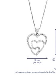 1/20 Cttw Diamond Pendant Necklace For Women, Lab Grown Diamond Heart Pendant Necklace - Length: 22 MM, Width: 18 MM