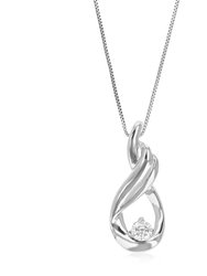 1/20 Cttw Diamond Pendant Necklace For Women, Lab Grown Diamond Solitaire Pendant Necklace In .925 Sterling Silver With Chain, Size 3/4 Inch - Silver