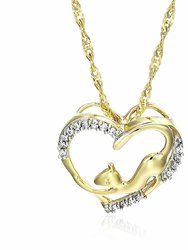 1/20 Cttw Diamond Pet Heart Pendant Necklace 14K Yellow Gold 18" Chain