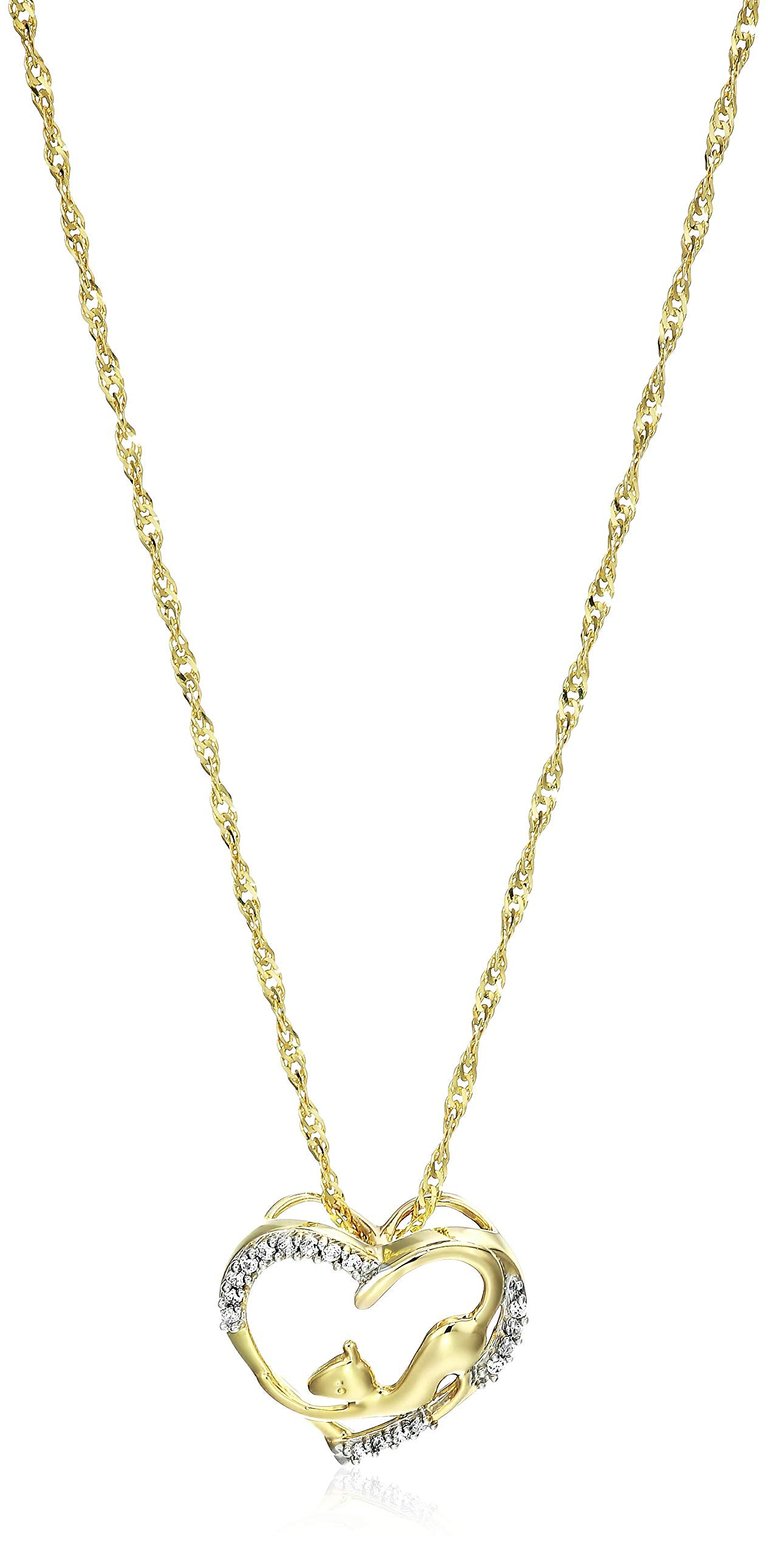 1/20 Cttw Diamond Pet Heart Pendant Necklace 14K Yellow Gold 18" Chain - 14k Yellow Gold