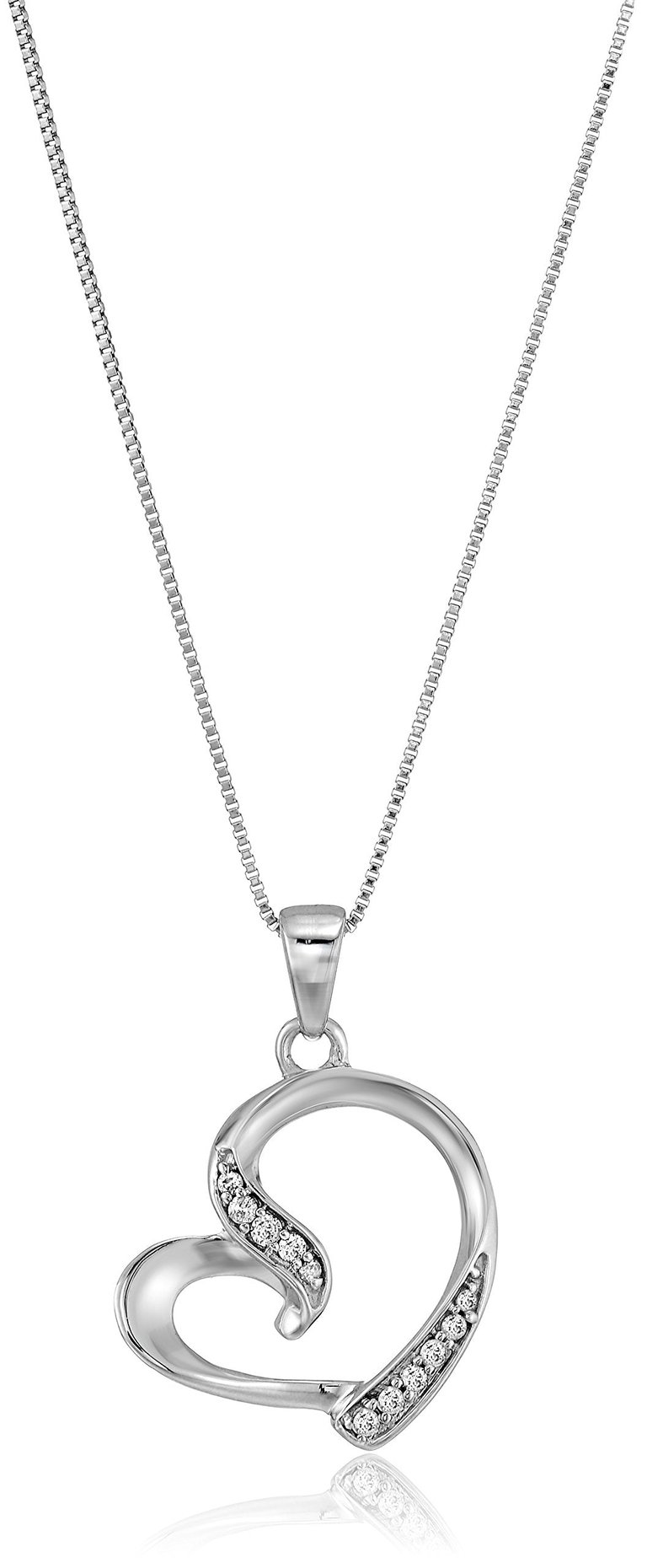 1/20 Cttw Heart Shape Diamond Pendant Necklace 14K White Gold With 18" Chain - 14k White Gold