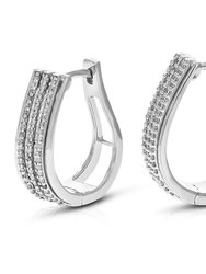 1/3 cttw Diamond Hoop Earrings for Women, Round Lab Grown Diamond Earrings in .925 Sterling Silver, Prong Setting,Width: 1/4", Height:3/4"