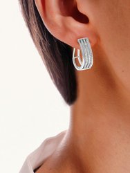 1/3 cttw Diamond Hoop Earrings for Women, Round Lab Grown Diamond Earrings in .925 Sterling Silver, Prong Setting,Width: 1/4", Height:3/4"