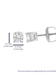 1/3 Cttw Diamond Stud Earrings 14K White Gold Round With Screw Backs 4 Prong