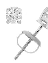 1/3 Cttw Diamond Stud Earrings 14K White Gold Round With Screw Backs 4 Prong