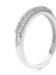 1/3 Cttw Diamond Wedding Band For Women, Round Lab Grown Diamond Wedding Band In .925 Sterling Silver, Prong Setting, Number of Diamonds: 49