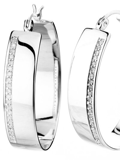 Vir Jewels 1/4 Cttw Diamond Hoop Earrings .925 Sterling Silver With Rhodium Round 1.50" product