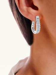 1/4 Cttw Diamond Hoop Earrings For Women, Round Lab Grown Diamond Earrings In .925 Sterling Silver, Channel Setting 1" - 26 mm H x 6 mm W