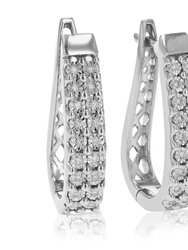 1/4 Cttw Diamond Hoop Earrings For Women, Round Lab Grown Diamond Earrings In .925 Sterling Silver, Channel Setting 1" - 26 mm H x 6 mm W