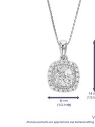 1/4 Cttw Diamond Pendant Necklace For Women, Lab Grown Diamond Cushion Cluster Pendant Necklace In .925 Sterling Silver With Chain