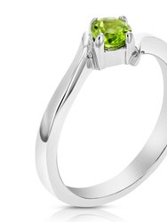 1/4 cttw Peridot Ring .925 Sterling Silver With Rhodium Plating Round Shape 4 mm - Silver