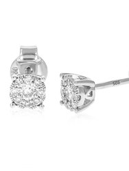 1/4 Cttw Stud Earrings For Women, Round Lab Grown 18 Diamond Stud Earrings - 1/5" H x 1/5" W - Silver