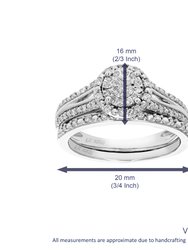 1/4 Cttw Wedding Engagement Ring Bridal Set, Round Lab Grown Diamond Ring For Women In .925 Sterling Silver, Prong Setting, Width 16MM