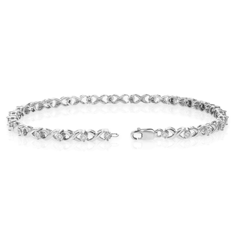 1/5 Cttw Diamond Bracelet For Women, Round Lab Grown Diamond Tennis Bracelet In .925 Sterling Silver, Prong Setting
