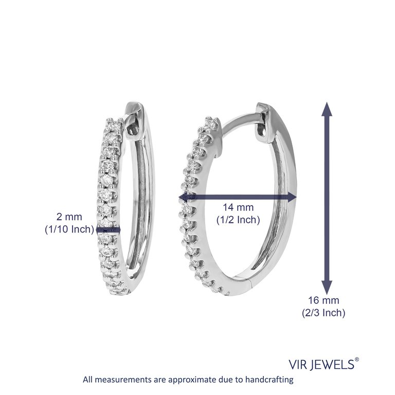 1/5 cttw Diamond Hoop Earrings For Women, Round Lab Grown Diamond Earrings In .925 Sterling Silver, Prong Setting- 16 mm x 2 mm