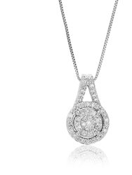 1/5 cttw Diamond Pendant Necklace For Women, Lab Grown Diamond Composite Pendant Necklace In .925 Sterling Silver With Chain, Size 1/2" - Silver