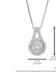 1/5 cttw Diamond Pendant Necklace For Women, Lab Grown Diamond Composite Pendant Necklace In .925 Sterling Silver With Chain, Size 1/2"