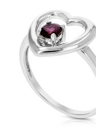 1/5 cttw Garnet Ring .925 Sterling Silver With Rhodium Plating Round Shape 4 MM