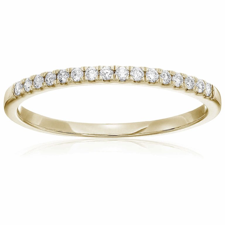 1/5 Cttw Pave Round Diamond Wedding Band For Women In 14K Yellow Gold Prong Set - Yellow Gold